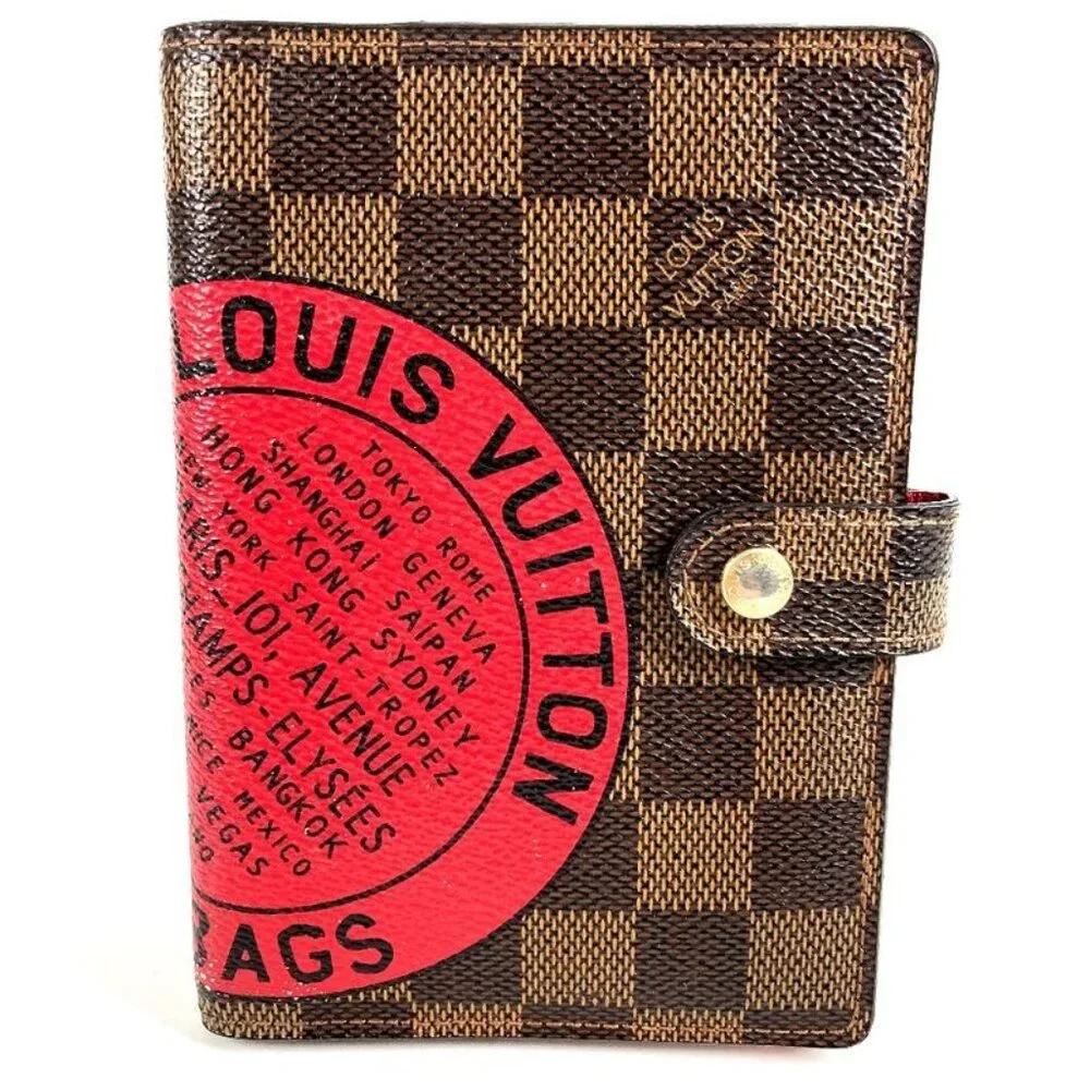 Louis Vuitton Notebook Cover Agenda PM T&B Logo Damier Canvas Ebene Brown